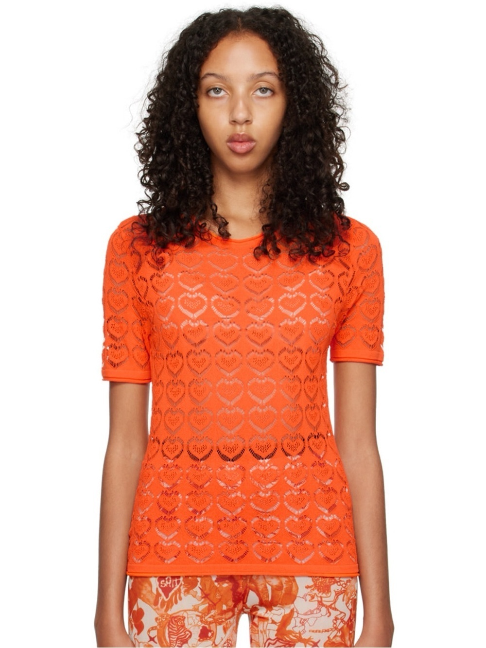 Marco Rambaldi Orange Hearts Knit Blouse XS